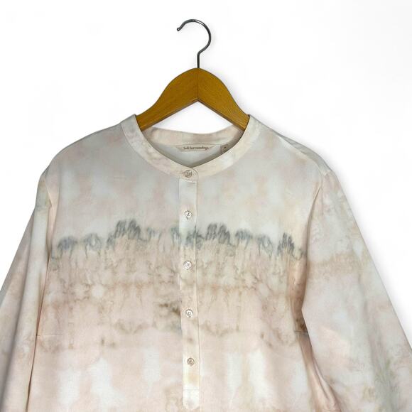 Soft Surroundings Women's Abstract Watercolor Half Button Tunic Top 1X Pink Gray - Picture 3 of 9